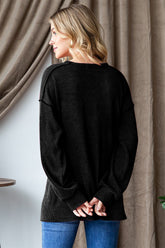 Heimish Ribbed Exposed Seam Long Sleeve T-Shirt OutfitFlow